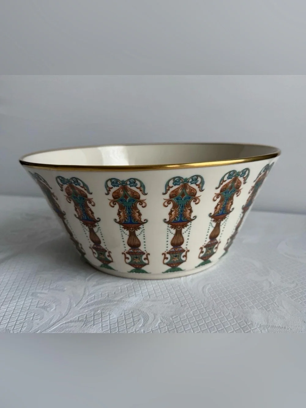 Lenox Lido 10.5” Serving Bowl – Turquoise & 24K Gold Trim